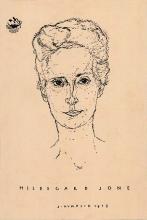 Hildegard Jone. [Signiert] J. Humplik. Wien: Ver! 1918, 1 Postkarte. Porträt, gezeichnet von ihrem späteren Mann Josef Humplik (1888–1958)