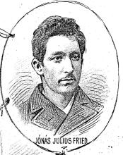 Jónás Gyula Fried. Zeichnung in »Morgen-Post« (Wien) vom 6. April 1884