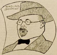 Nikolaus Schmidt. Porträtgrafik von Julius Wudy (1876–1957) in: Neue Freie Worte (Wien), 3., Jg., Nr. 18 (39. Mai 1913)