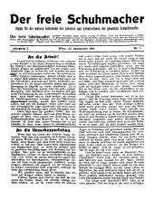 Der freie Schuhmacher 3. Jg. Nr. 1. Wien, 23. September 1912